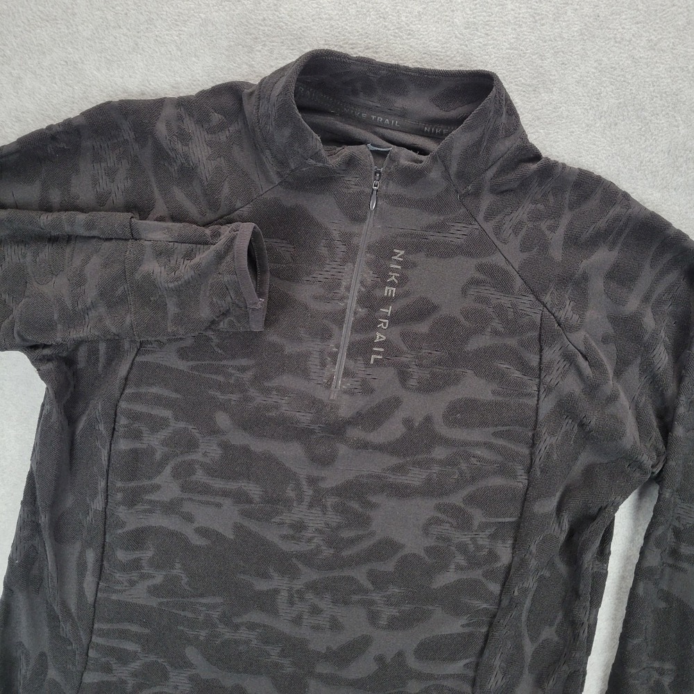 Nike Trail Running Quarter Zip Pullover Womens L Burnout Textured Camo Thumb